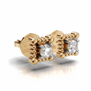 Beaded Edge Diamond Solitaire Earring - 18Kt Gold vermeil